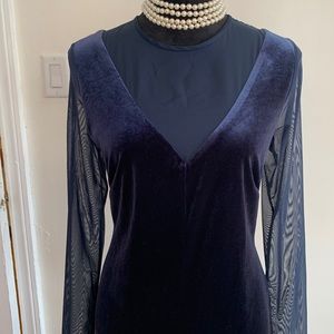 COPY - MANGO Navy Blue Velvet Dress
